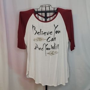 Baseball tee style top